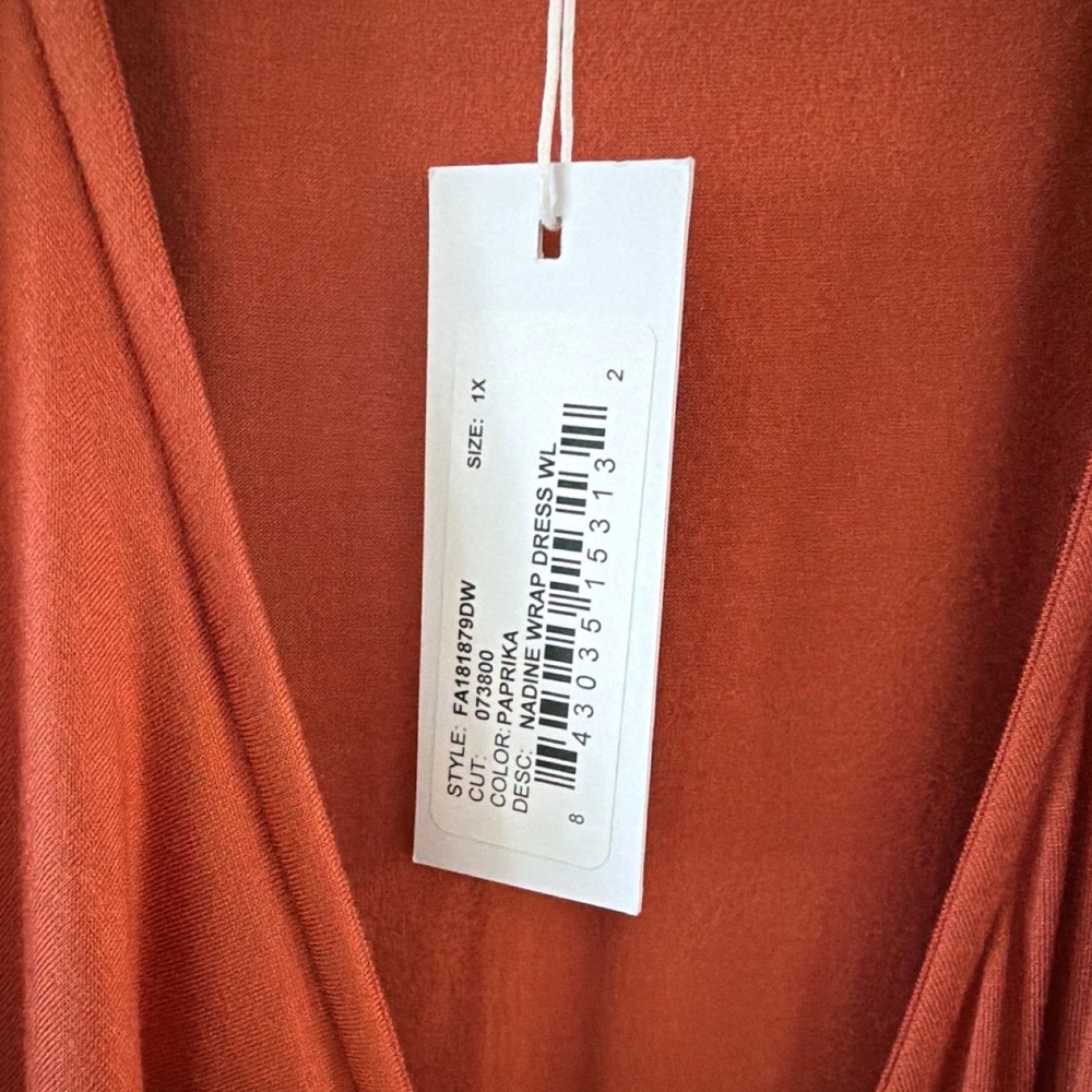 Rachel Pally White Label Nadine Wrap Dress Paprika Orange 1X New Tiered Ruffle - Picture 5 of 9